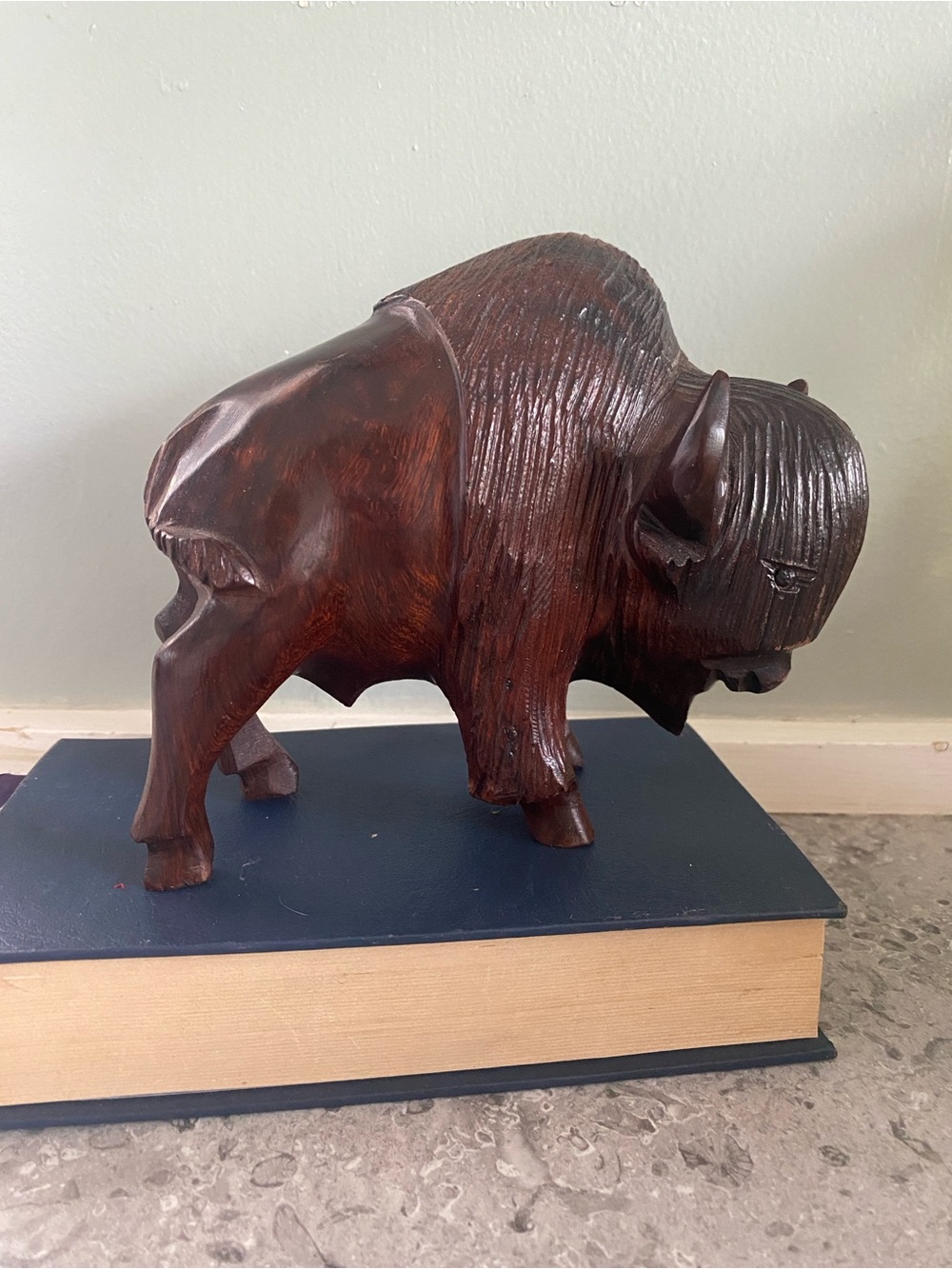 Ironwood Hand-Carved Brown Buffalo Sculpture
